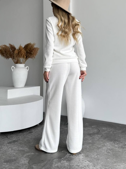 Knitted suit with wide pants two-piece suit