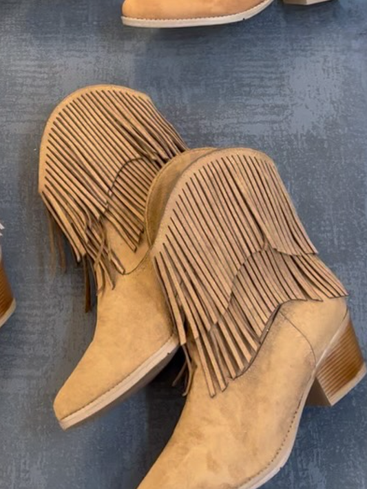 Double-Layer Tassel Naked Boots