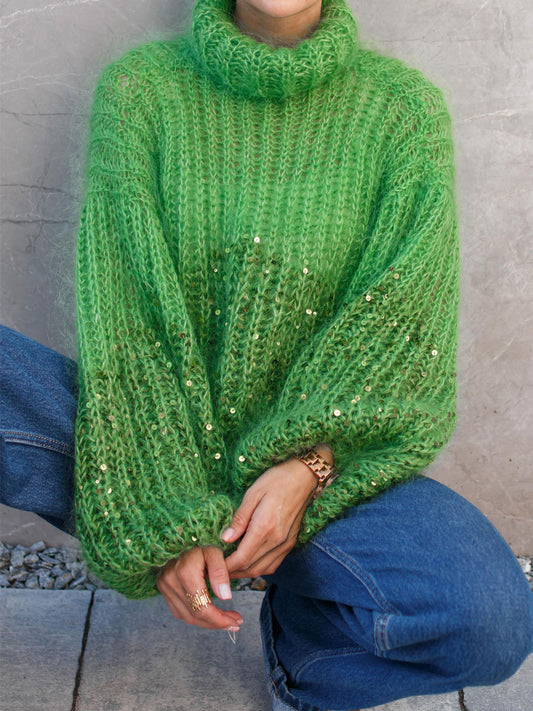 Turtleneck Sequined Sweater