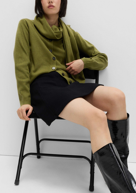 Air-Yarn Scarf-Neck Cardigan