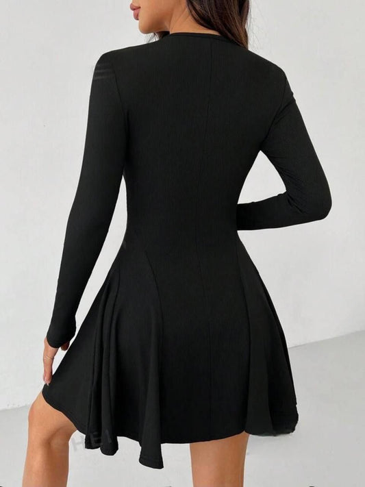 Black long-sleeve mini dress