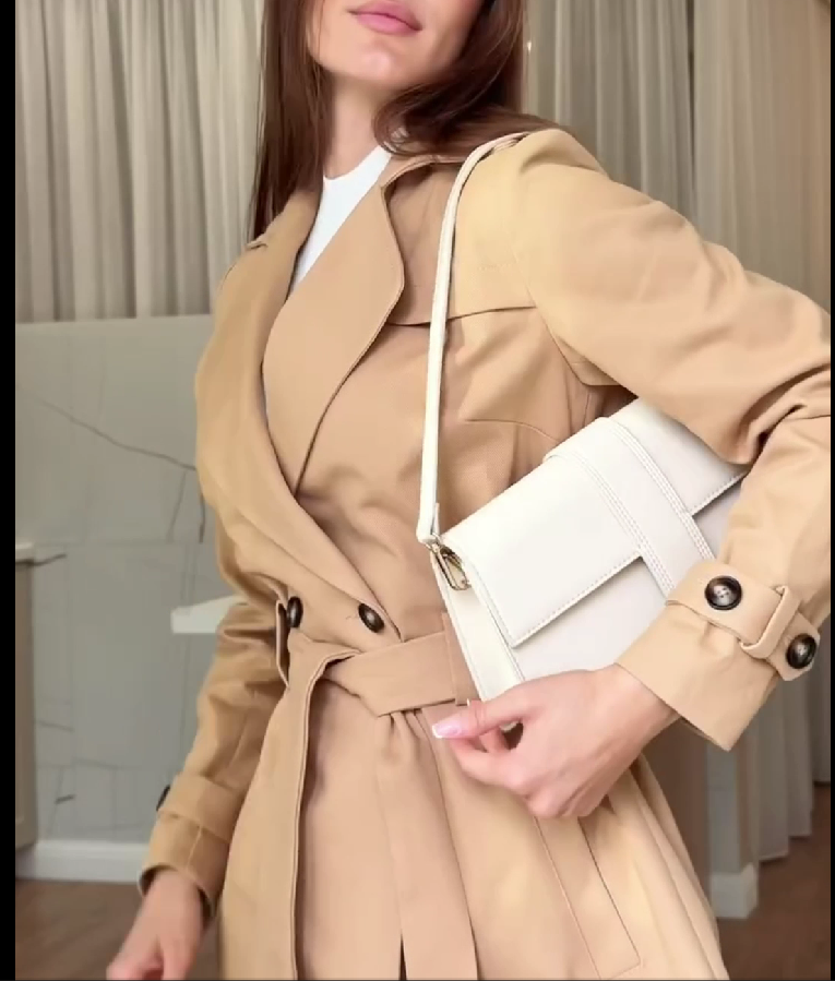 Beige Elegant Autumn Trench Coat