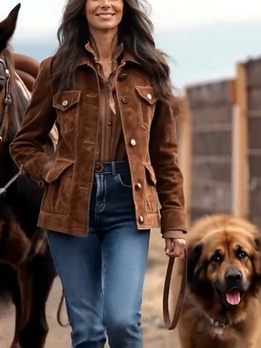 Retro Plain Long Sleeve Outerwear