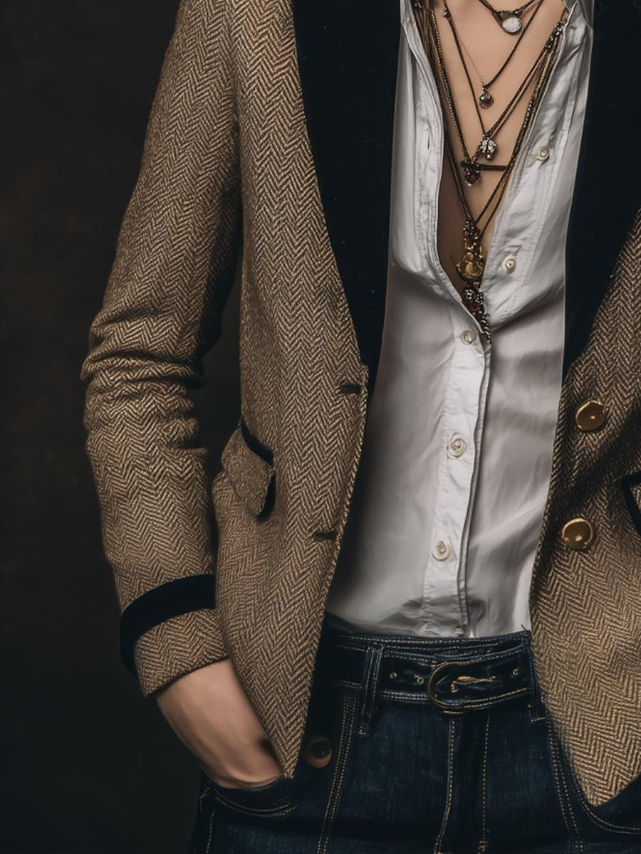 Retro Brown Long Sleeve Blazer