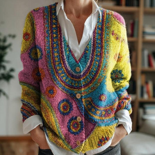 Stylish Multicolor Long Sleeve Cardigan