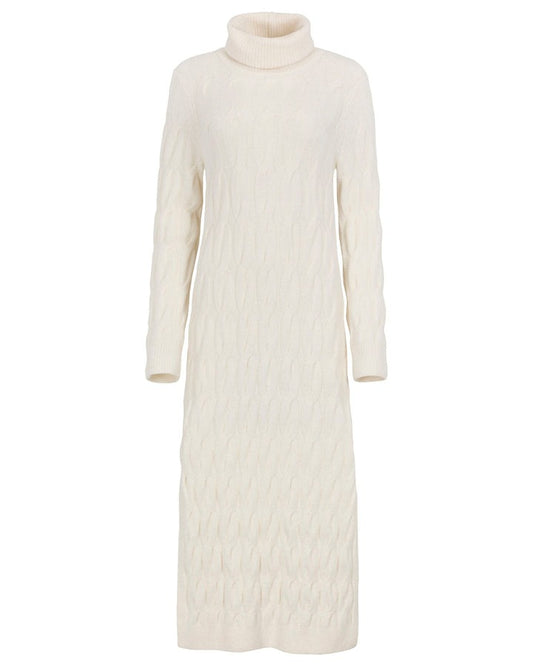 White Knit Cable Sweater Dress