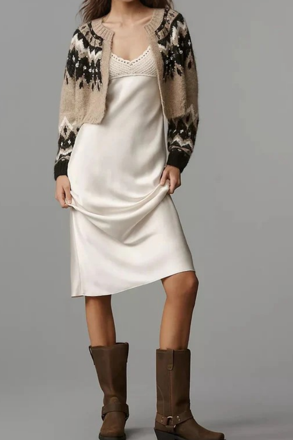 Embellished Fair Isle Cropped Cardigan