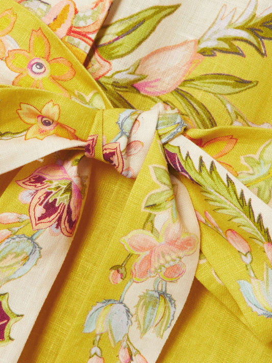 The Tiered Midi Dress in Lemon / Cream