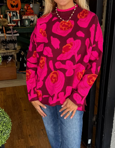 Elegant Flower Knit Sweater