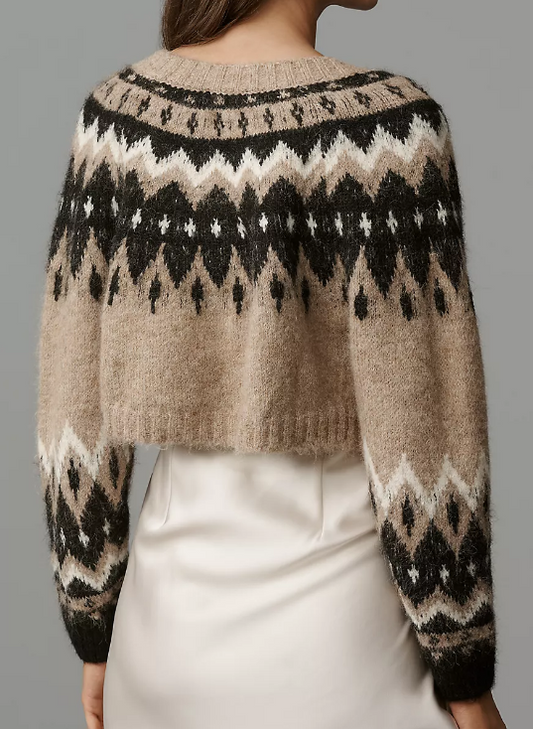 Embellished Fair Isle Cropped Cardigan
