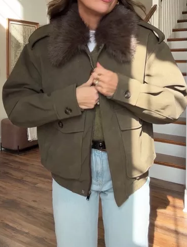 Chic Suede Faux Fur Jacket