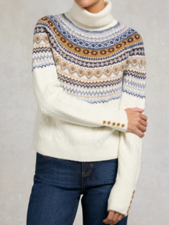 Warm High-neck Pattern Sweater
