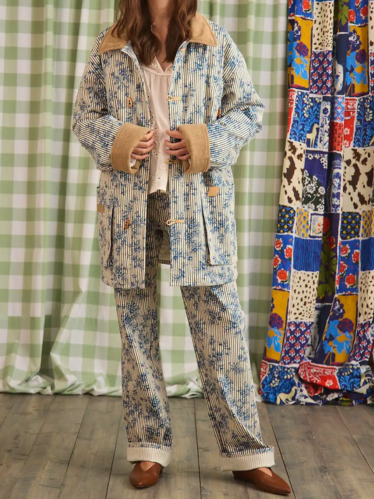 Printed Contrast Coat