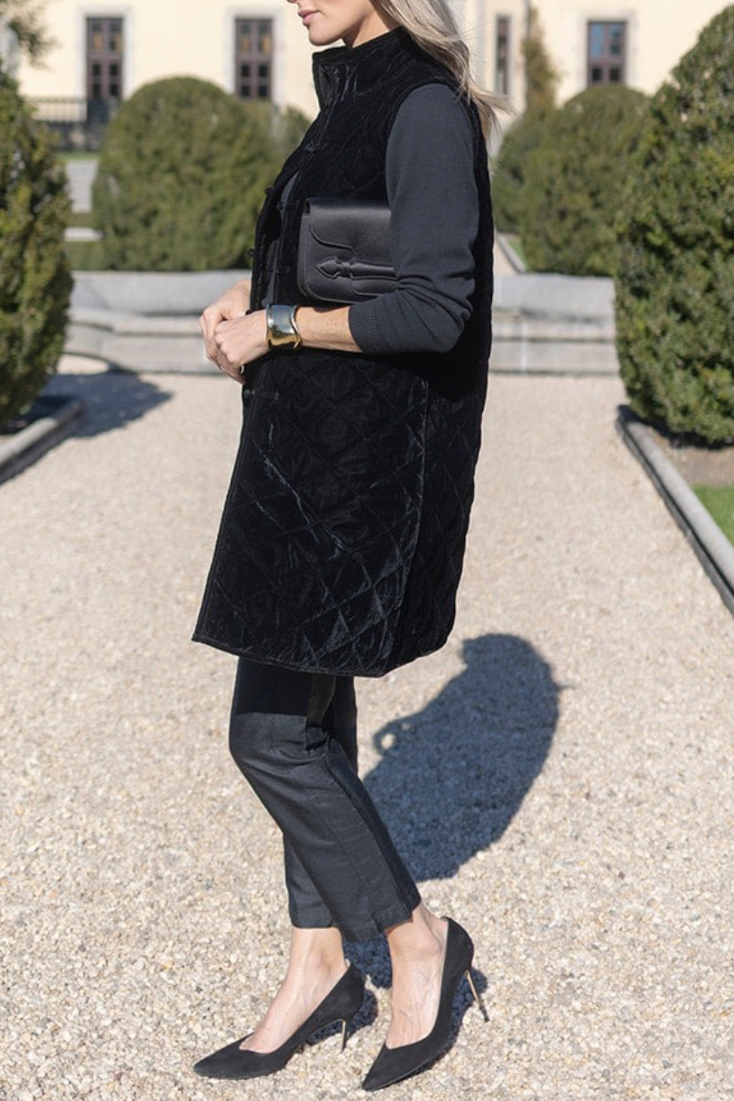 Black long warm vest