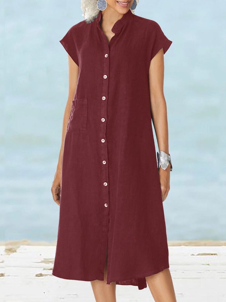 Button Pocket Loose Dress