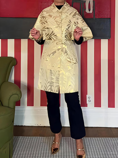 Printed Bow Ties Caplet Sleeves Jacket