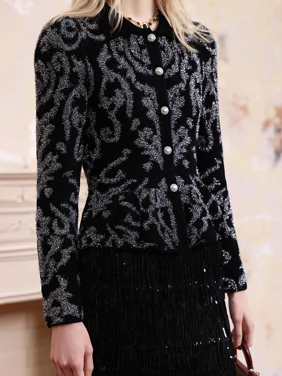 Velvet Long Sleeve Front Button Blouse