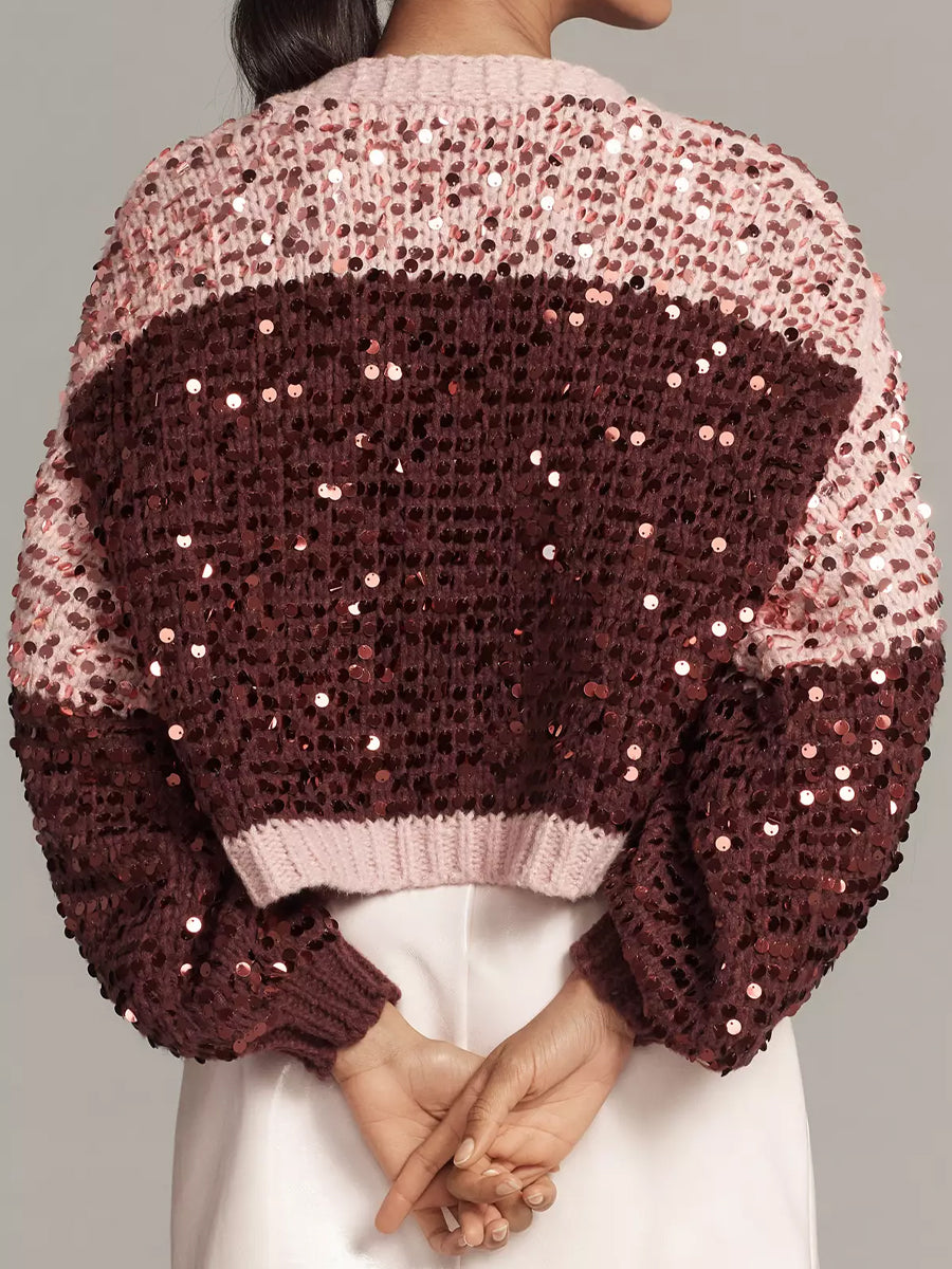 Sequin Open Front Cardigan Sweater