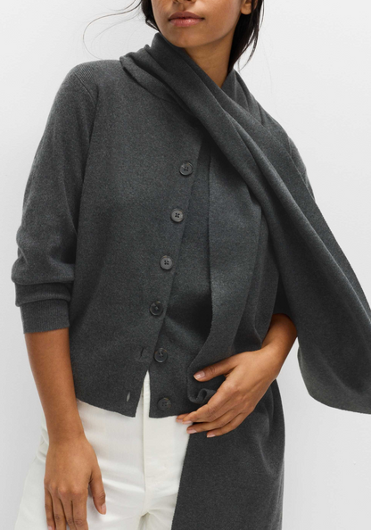 Air-Yarn Scarf-Neck Cardigan