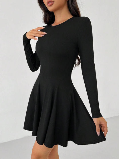 Black long-sleeve mini dress