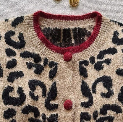 Unique Brown Leopard Print Long Sleeve Cardigan