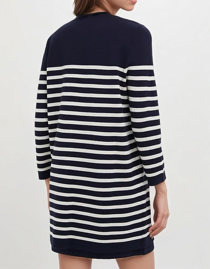 Women's Open Front Cardigan Sweaters Fashion Button Down 3/4 Sleeve Plaid Sweaters Lightweight Outwear Coats