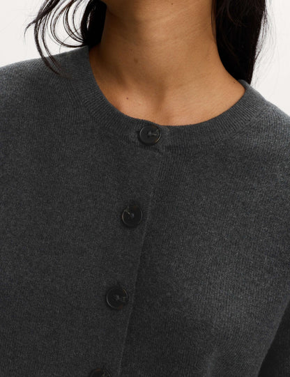 Air-Yarn Scarf-Neck Cardigan