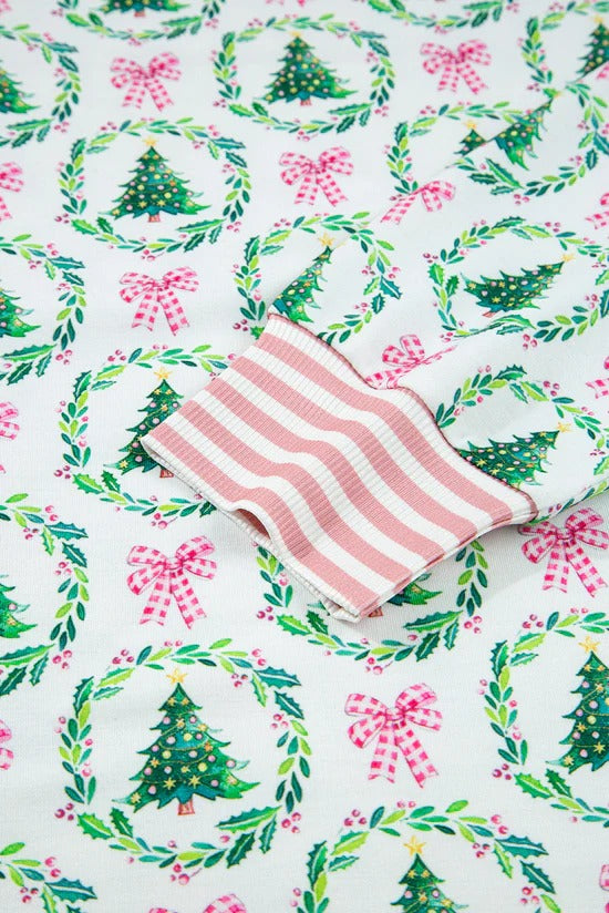 Christmas Trees And Bows Pajama Set