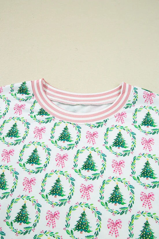 Christmas Trees And Bows Pajama Set