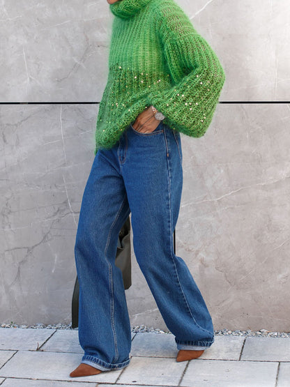 Turtleneck Sequined Sweater