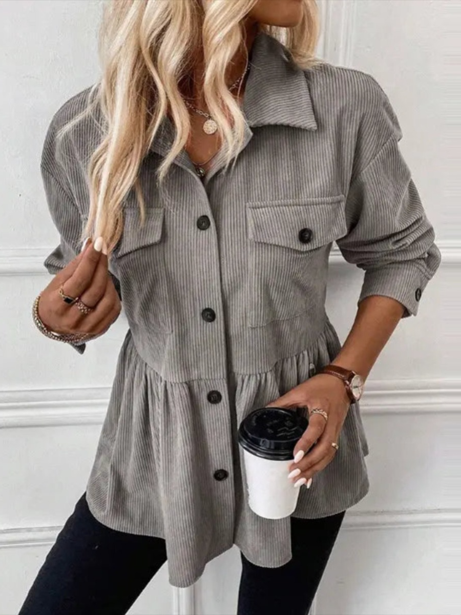 Modern Collared Plain Long Sleeve Outerwear