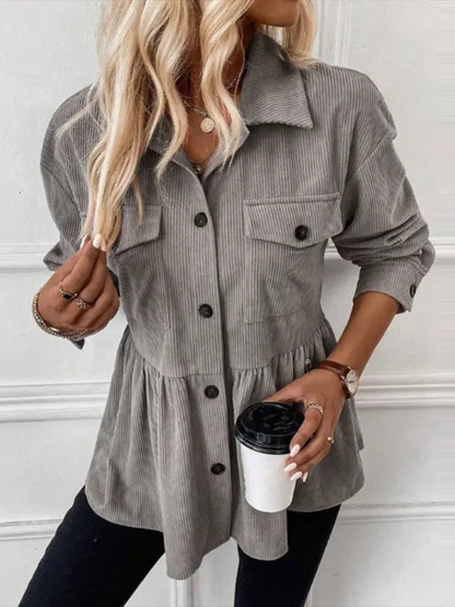 Modern Collared Plain Long Sleeve Outerwear