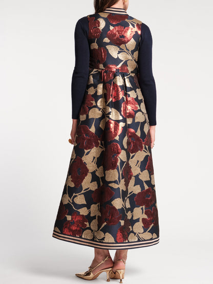 Stand Collar Sleeveless A-line Maxi Jacket