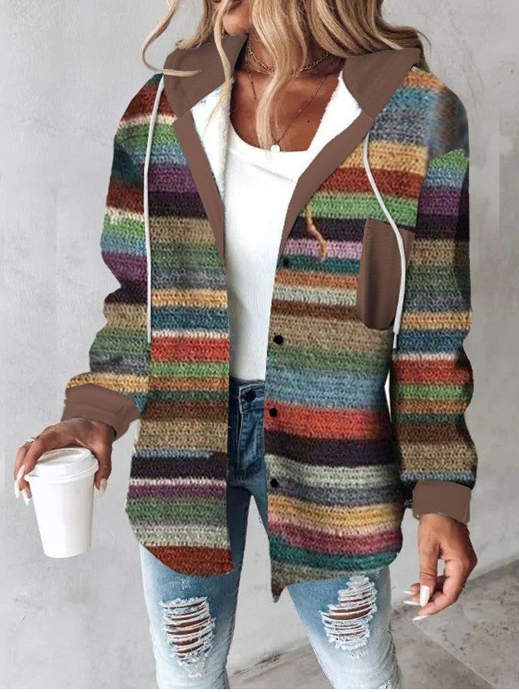 Classy Print Hoodie Outerwear