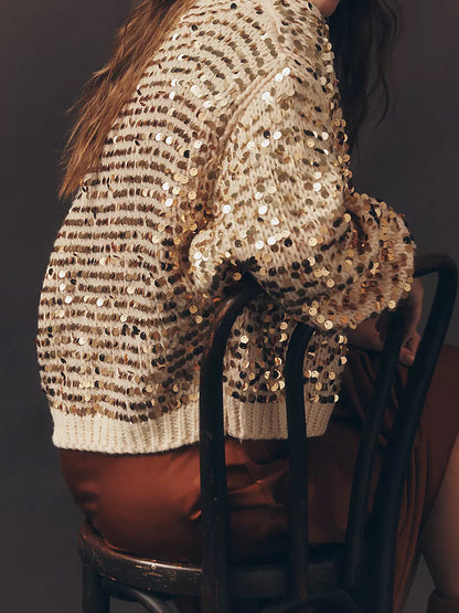 Sequin Open Front Cardigan Sweater