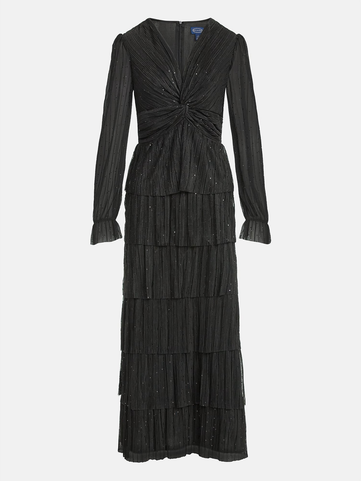 Scoop Women's and Women's Plus Glitter Ruffle Maxi Dress