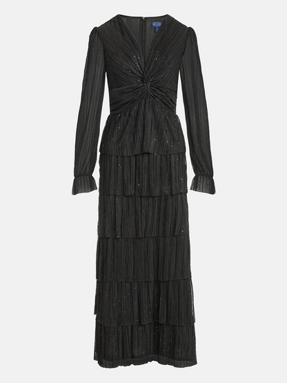 Scoop Women's and Women's Plus Glitter Ruffle Maxi Dress