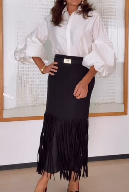 Demure Tassel Skirt Set