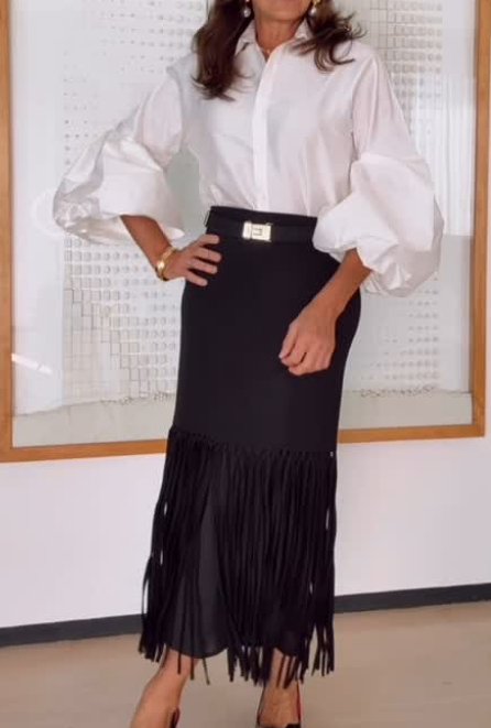 Demure Tassel Skirt Set