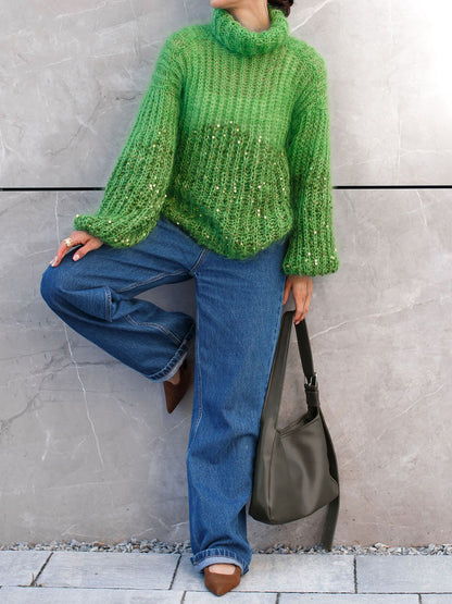 Turtleneck Sequined Sweater
