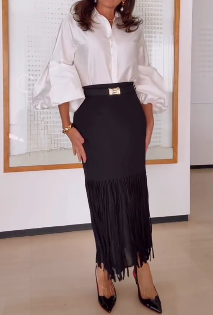 Demure Tassel Skirt Set