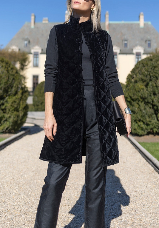 Black long warm vest