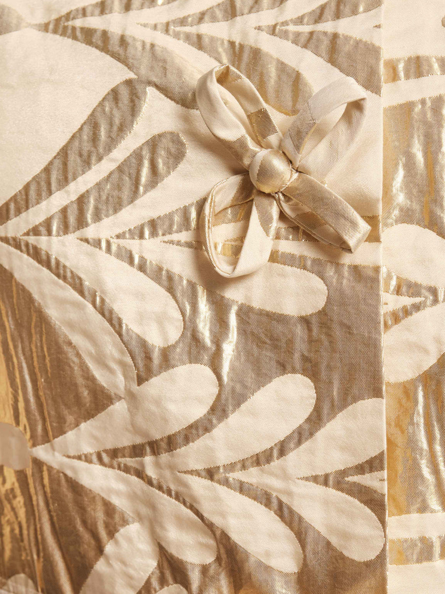 Printed Bow Ties Caplet Sleeves Jacket