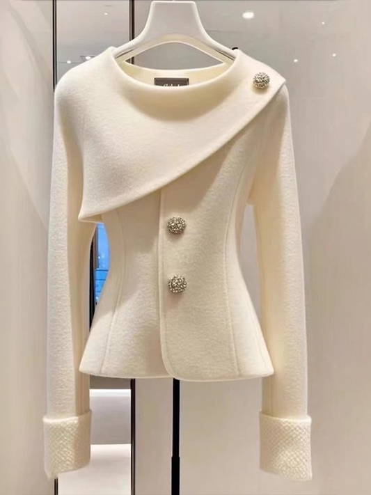 Cozy White Plain Long Sleeve Sweater