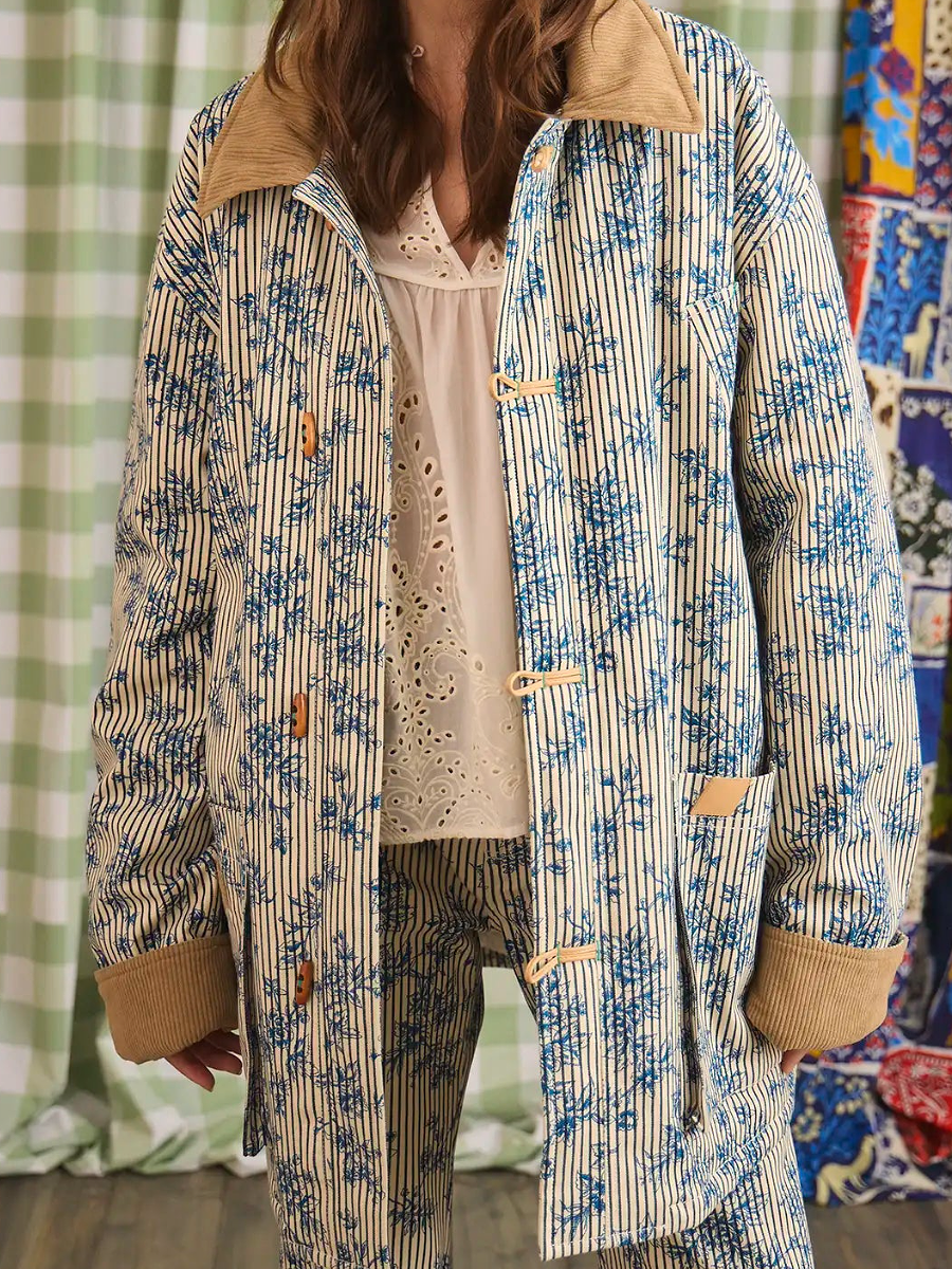 Printed Contrast Coat