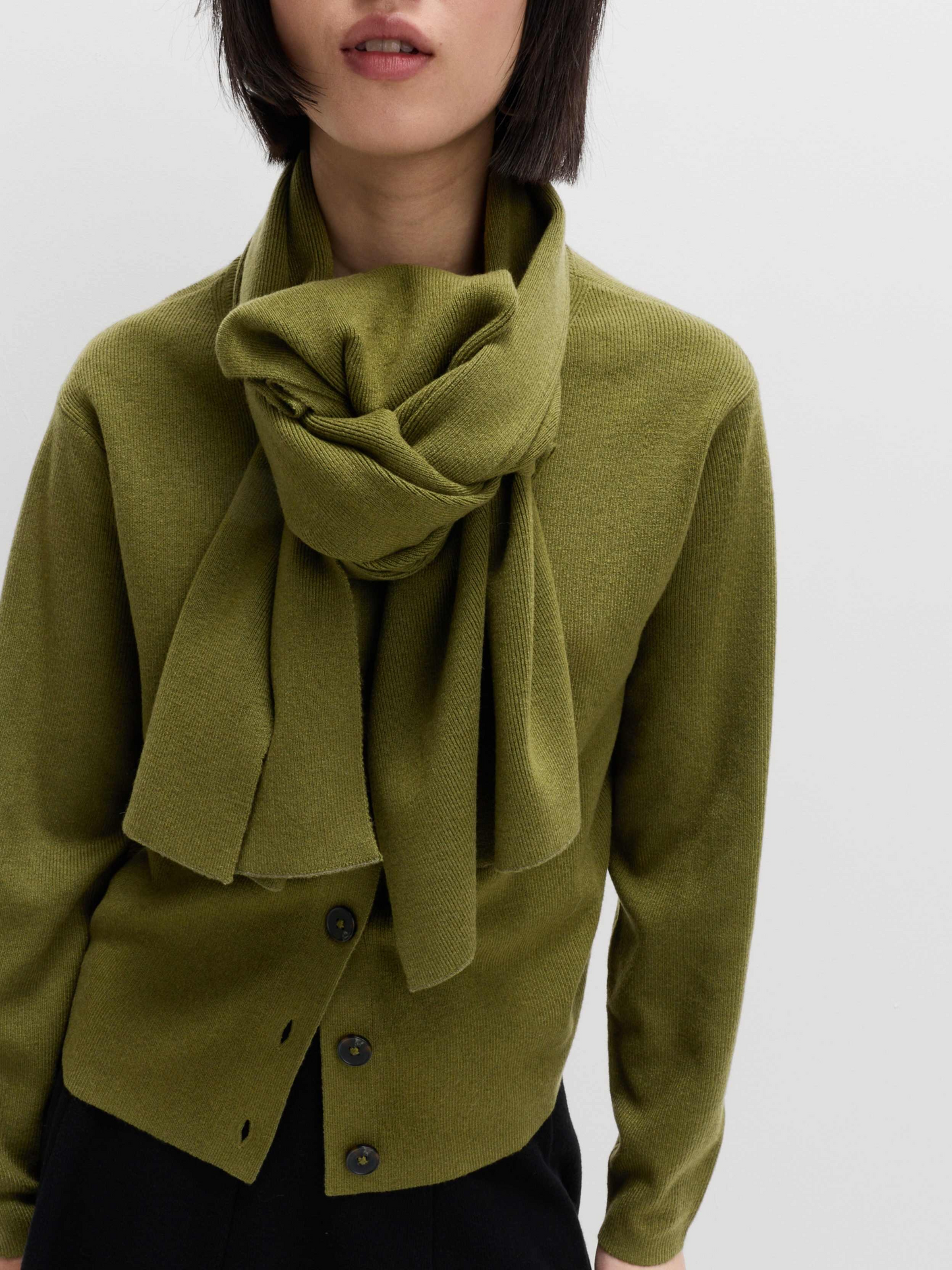 Air-Yarn Scarf-Neck Cardigan