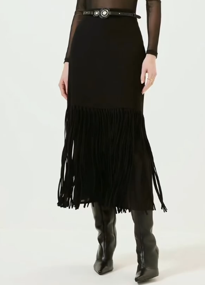 Demure Tassel Skirt Set