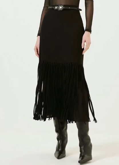 Demure Tassel Skirt Set