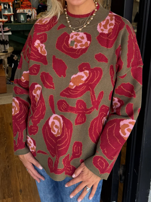 Elegant Flower Knit Sweater