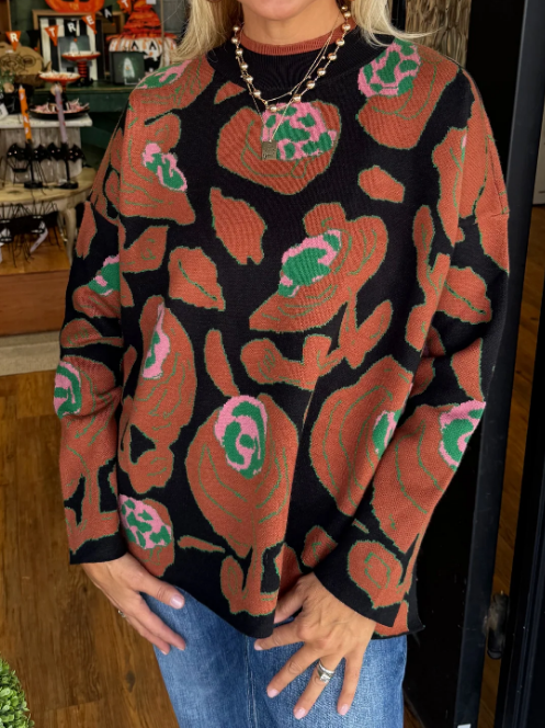 Elegant Flower Knit Sweater